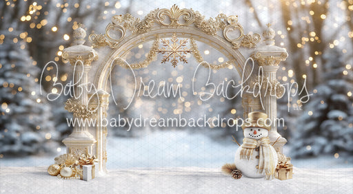 Gold Sparkle Arch with snowman (MD)