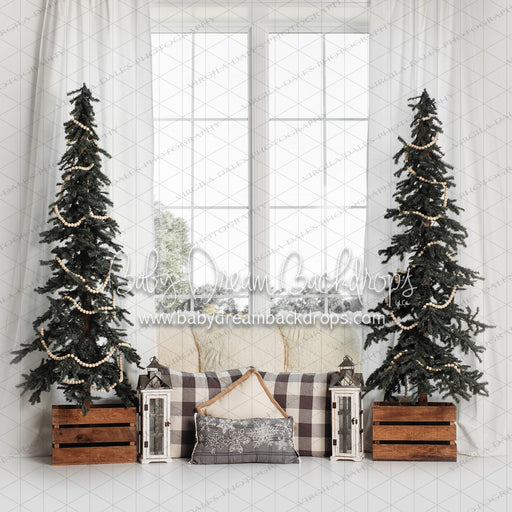 Golden Christmas Dreams Window with No Lights
