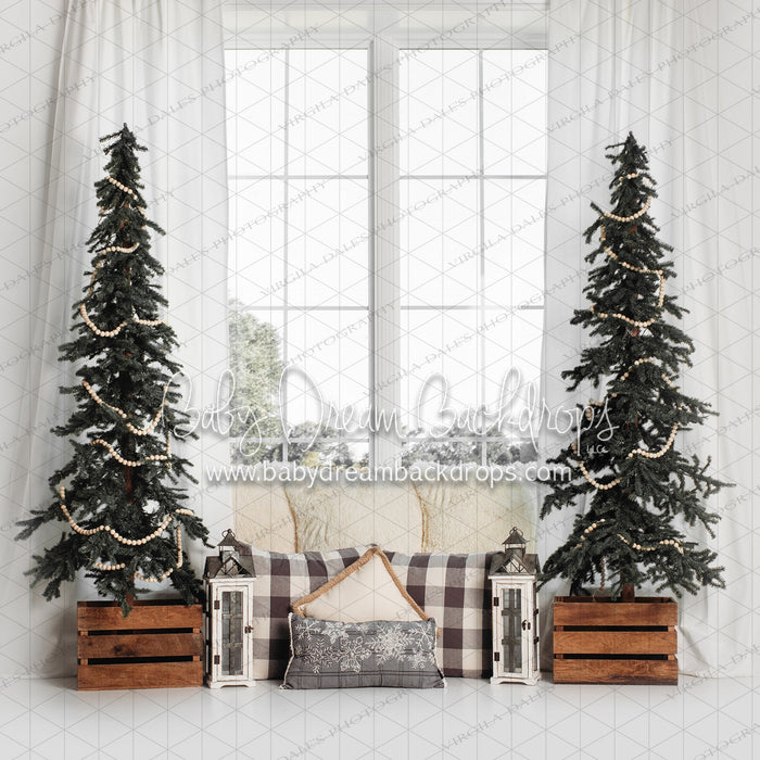 Golden Christmas Dreams Window with No Lights