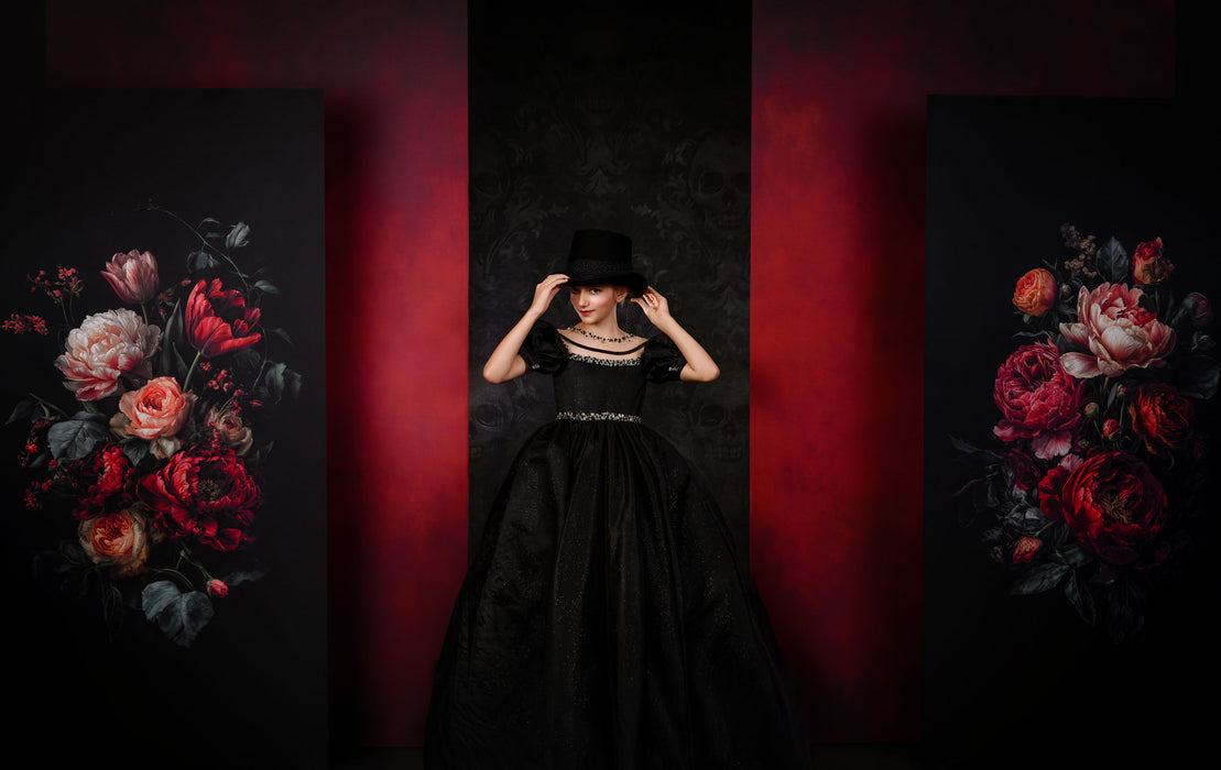 Gothic Floral Crimson Silence Skinny (WM)