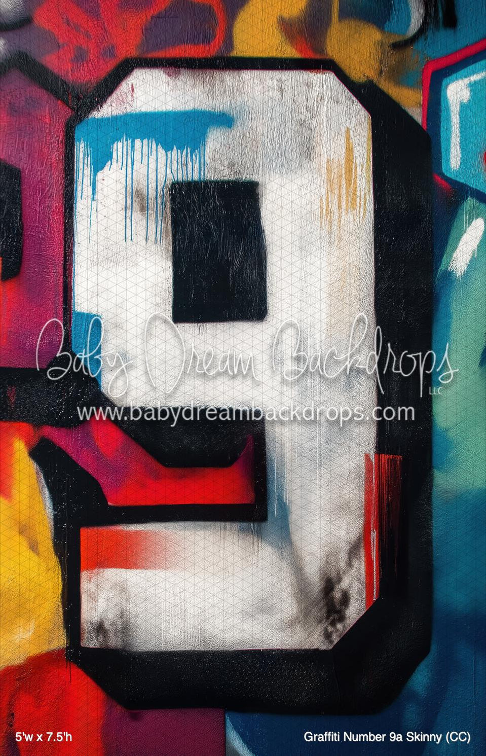 Graffiti Number 9a Skinny (CC) — Baby Dream Backdrops