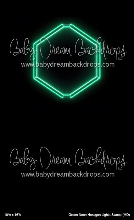 Green Neon Hexagon Lights Sweep (MD)