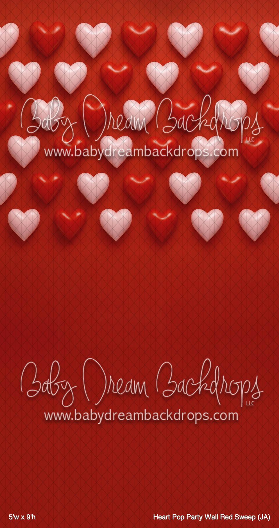 Heart Pop Party Wall Red Sweep (JA) — Baby Dream Backdrops