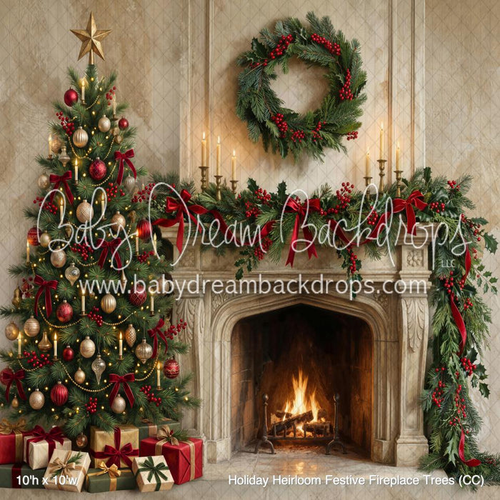 Holiday Heirloom Festive Fireplace Trees (CC)