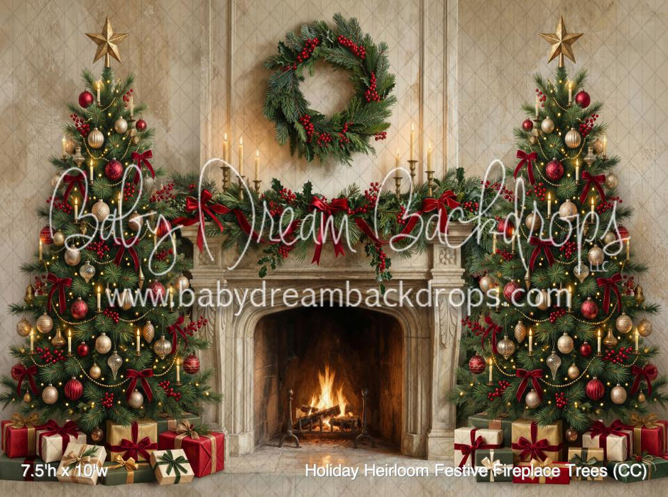 Holiday Heirloom Festive Fireplace Trees (CC)