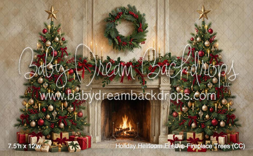 Holiday Heirloom Festive Fireplace Trees (CC)