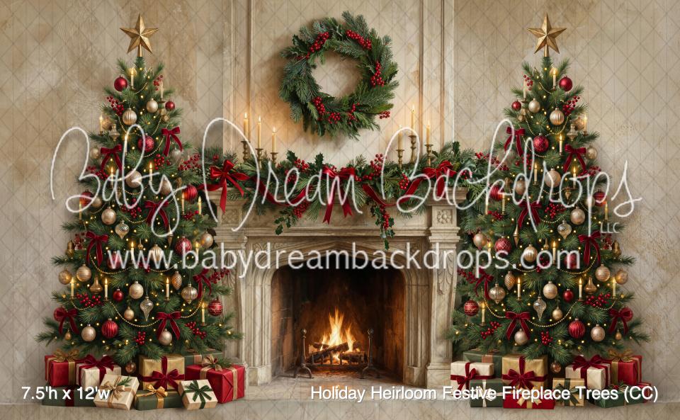 Holiday Heirloom Festive Fireplace Trees (CC)