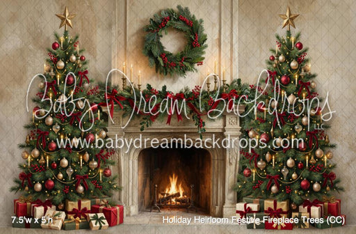 Holiday Heirloom Festive Fireplace Trees (CC)
