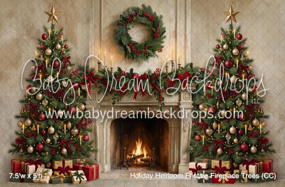 Holiday Heirloom Festive Fireplace Trees (CC)