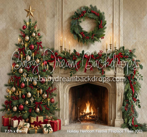 Holiday Heirloom Festive Fireplace Trees (CC)