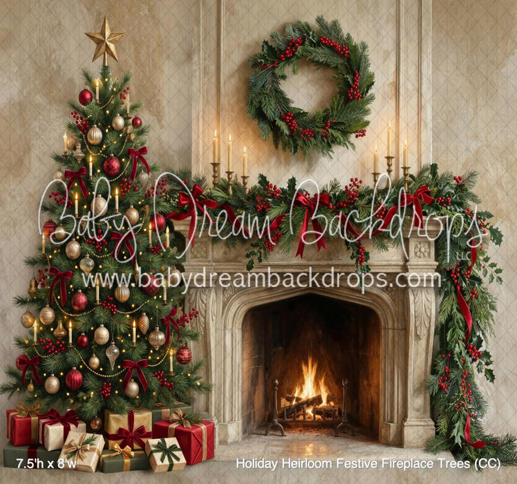 Holiday Heirloom Festive Fireplace Trees (CC)