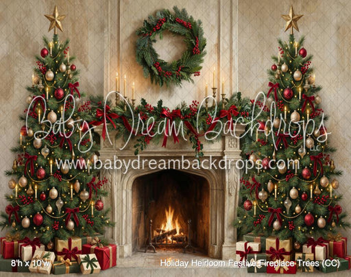 Holiday Heirloom Festive Fireplace Trees (CC)