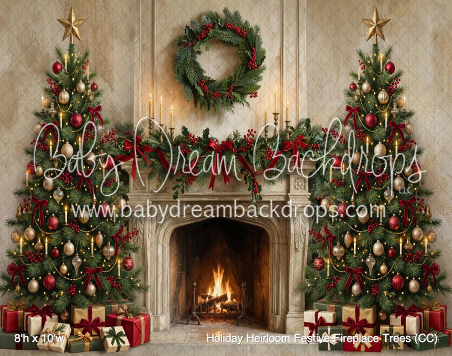 Holiday Heirloom Festive Fireplace Trees (CC)