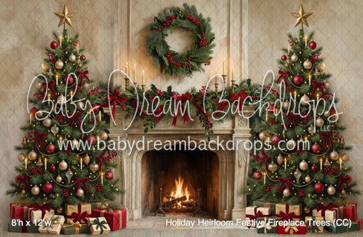 Holiday Heirloom Festive Fireplace Trees (CC)