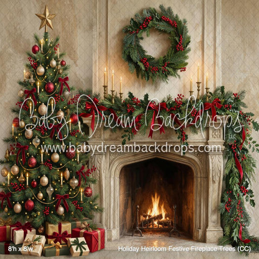 Holiday Heirloom Festive Fireplace Trees (CC)