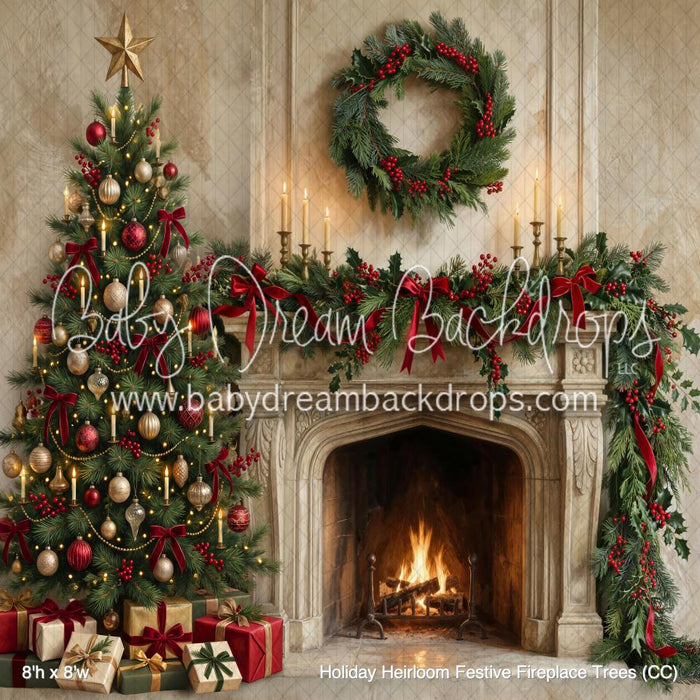 Holiday Heirloom Festive Fireplace Trees (CC)