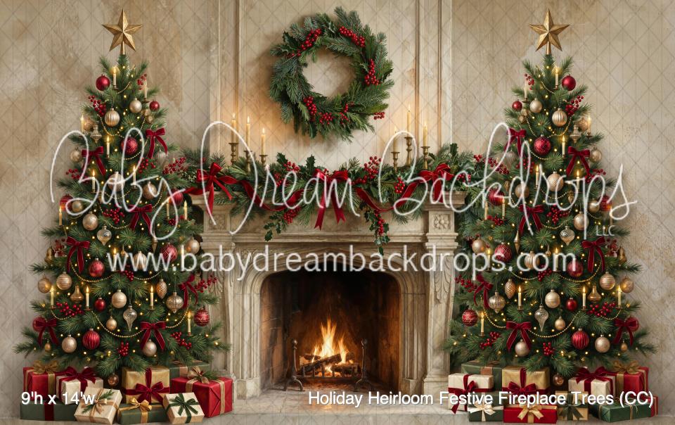 Holiday Heirloom Festive Fireplace Trees (CC)