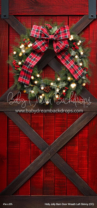 Holly Jolly Barn Door Wreath Left Skinny (CC)