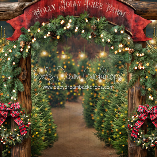 Holly Jolly Tree Farm Arch + Lights (JA)