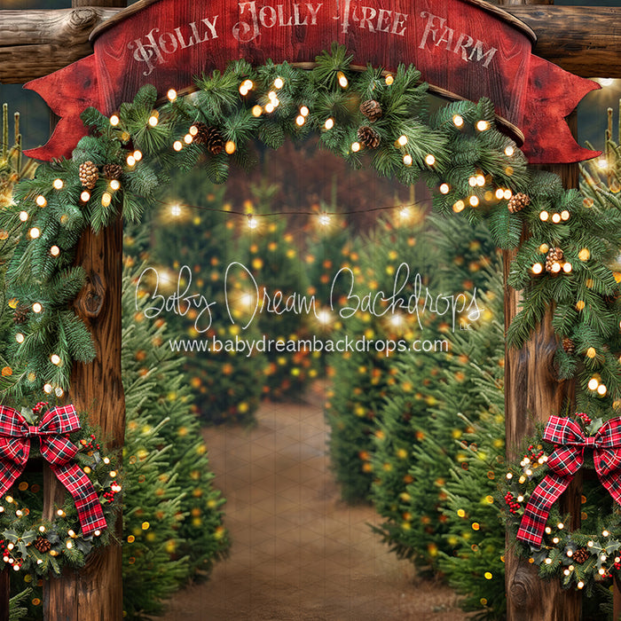 Holly Jolly Tree Farm Arch + Lights (JA)
