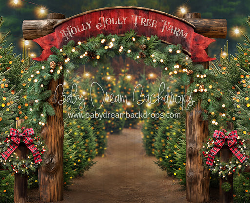 Holly Jolly Tree Farm Arch + Lights (JA)