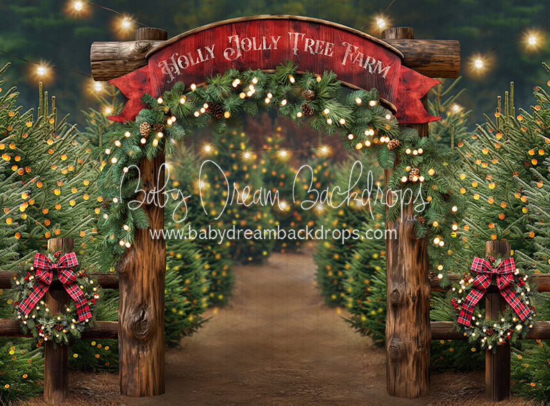 Holly Jolly Tree Farm Arch + Lights (JA)