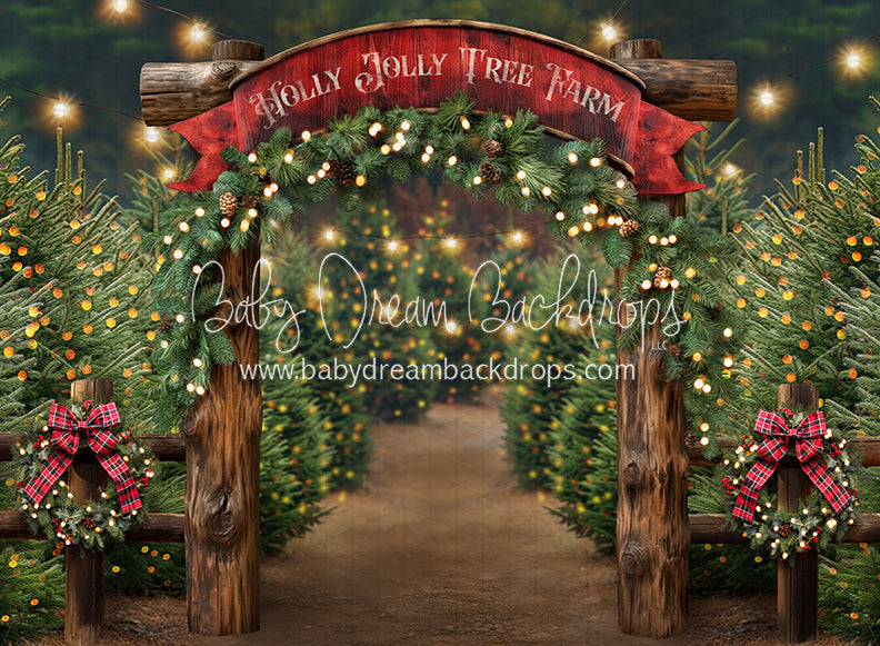Holly Jolly Tree Farm Arch + Lights (JA)