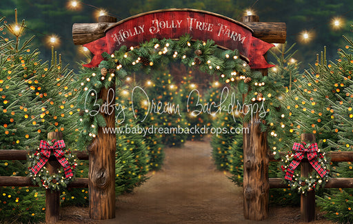 Holly Jolly Tree Farm Arch + Lights (JA)