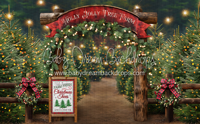 Holly Jolly Tree Farm Arch + Sign + Lights (JA)