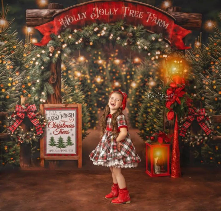 Holly Jolly Tree Farm Arch + Sign + Lights (JA)