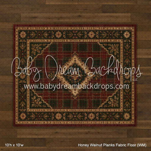 Honey Walnut Planks with Evergreen Tartan Rug Fabric Floor (WM)