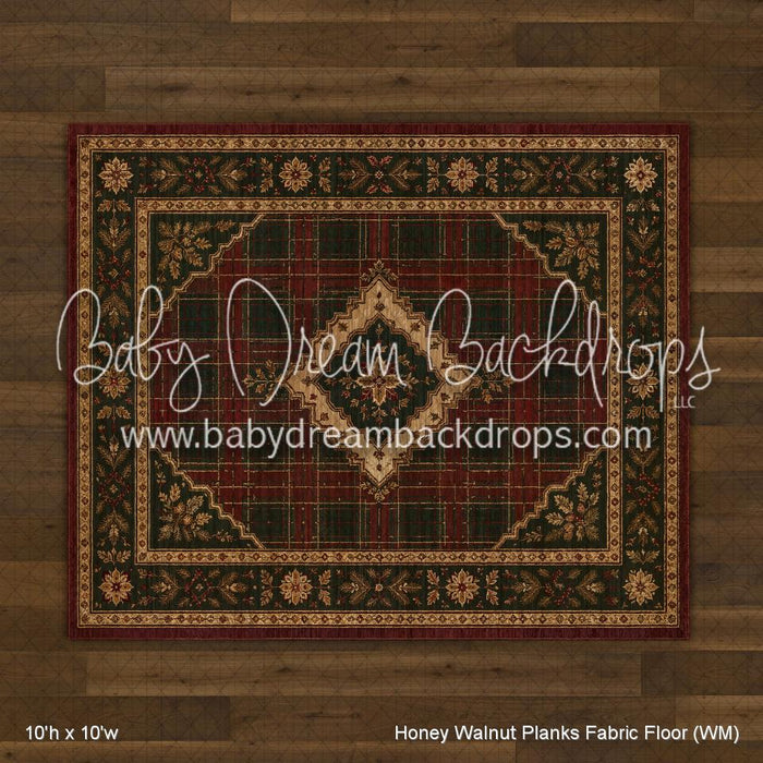 Honey Walnut Planks with Evergreen Tartan Rug Fabric Floor (WM)