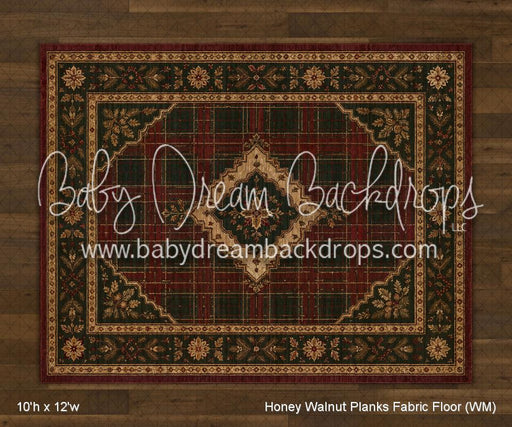 Honey Walnut Planks with Evergreen Tartan Rug Fabric Floor (WM)