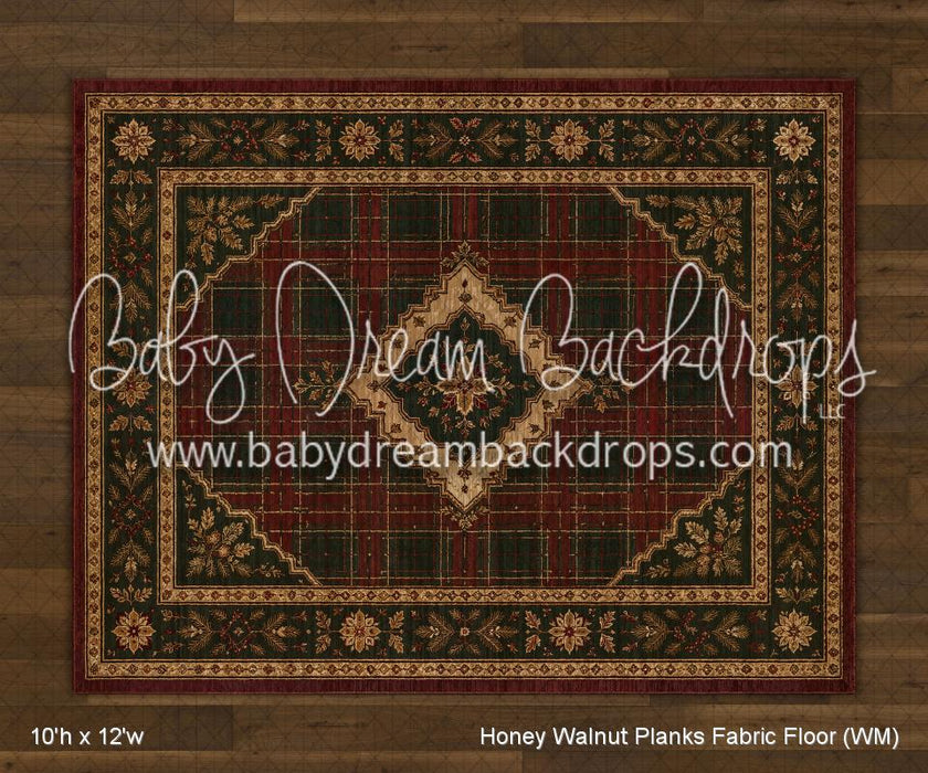 Honey Walnut Planks with Evergreen Tartan Rug Fabric Floor (WM)