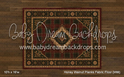 Honey Walnut Planks with Evergreen Tartan Rug Fabric Floor (WM)