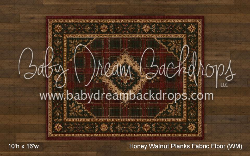 Honey Walnut Planks with Evergreen Tartan Rug Fabric Floor (WM)