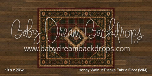 Honey Walnut Planks with Evergreen Tartan Rug Fabric Floor (WM)