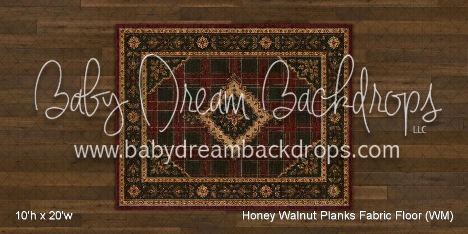 Honey Walnut Planks with Evergreen Tartan Rug Fabric Floor (WM)