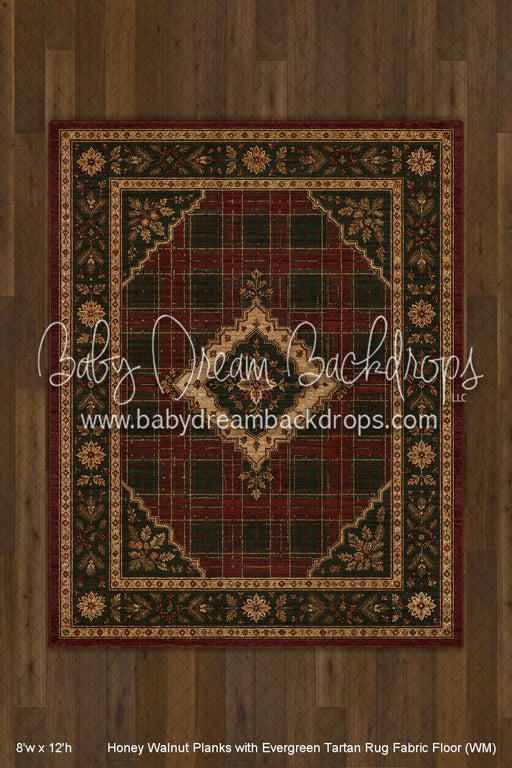 Honey Walnut Planks with Evergreen Tartan Rug Fabric Floor (WM)