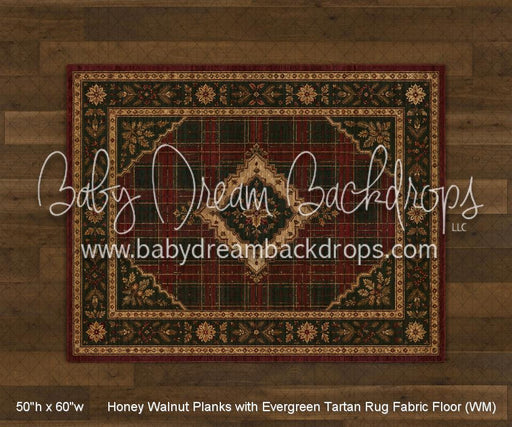 Honey Walnut Planks with Evergreen Tartan Rug Fabric Floor (WM)
