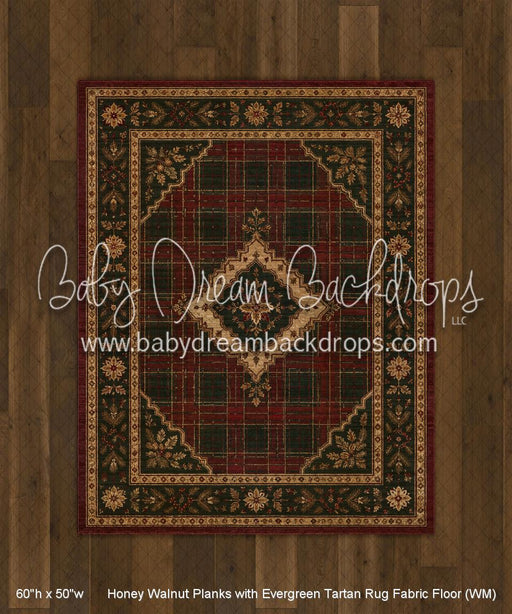 Honey Walnut Planks with Evergreen Tartan Rug Fabric Floor (WM)
