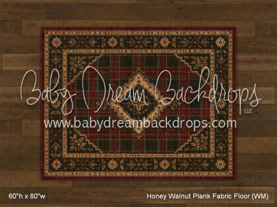 Honey Walnut Planks with Evergreen Tartan Rug Fabric Floor (WM)