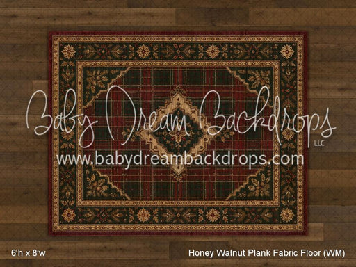 Honey Walnut Planks with Evergreen Tartan Rug Fabric Floor (WM)
