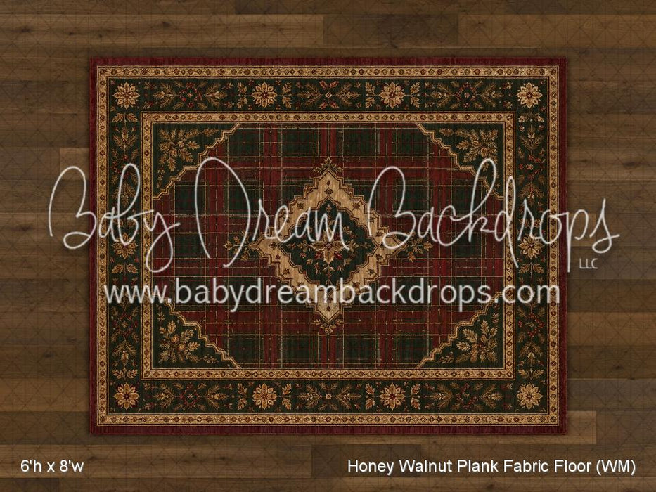Honey Walnut Planks with Evergreen Tartan Rug Fabric Floor (WM)