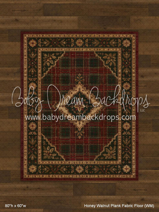 Honey Walnut Planks with Evergreen Tartan Rug Fabric Floor (WM)