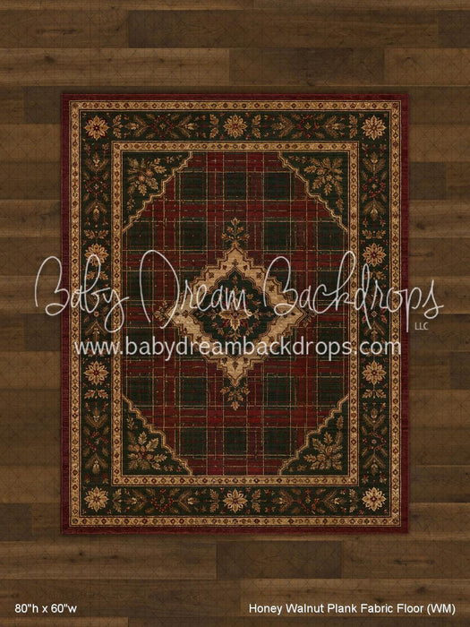 Honey Walnut Planks with Evergreen Tartan Rug Fabric Floor (WM)