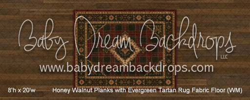 Honey Walnut Planks with Evergreen Tartan Rug Fabric Floor (WM)