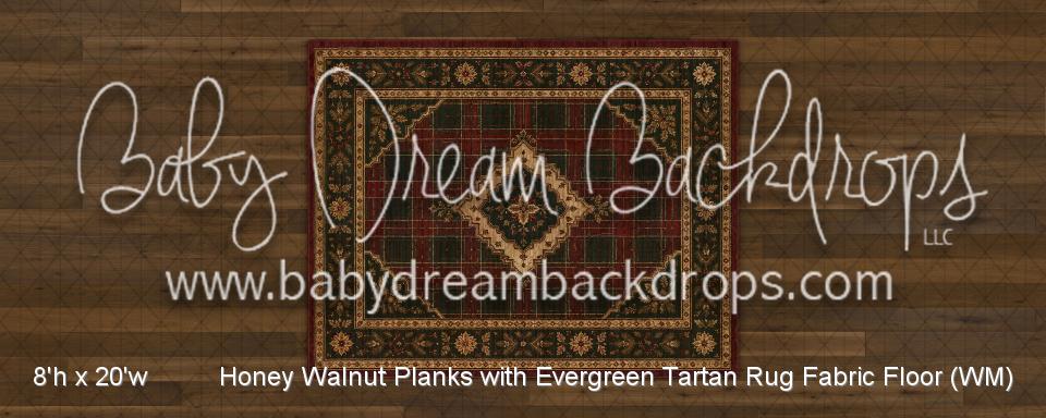 Honey Walnut Planks with Evergreen Tartan Rug Fabric Floor (WM)