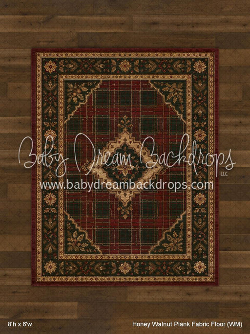Honey Walnut Planks with Evergreen Tartan Rug Fabric Floor (WM)