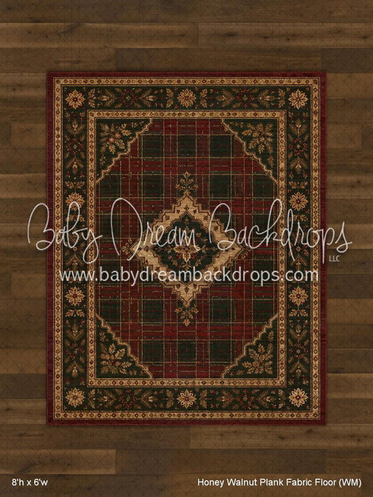 Honey Walnut Planks with Evergreen Tartan Rug Fabric Floor (WM)